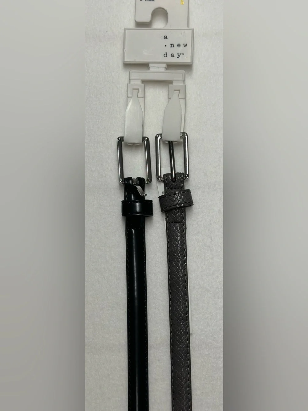 a new day Black and Gray Women's Small Skinny Belt Duo